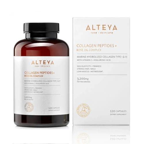 Alteya Organics Collagen Peptides & Rose Oil Complex – Beauty Supplement with 3200mg Marine Hydrolyzed Collagen Type I & III, Vitamin C & Hyaluronic Acid – Skin, Hair, Nail & Joint Support - Thumbnail 3