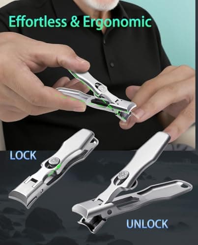 HEYCROWN Toenail Clippers for Thick Toenails Large Nail Clippers for Seniors Men - Thumbnail 5