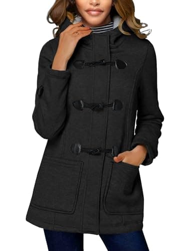 STOLKISS Women Fleece Coat with Hood Fashion Horn Button Winter Warm Jacket Long Soft Thicken Windbreaker Insulated Shells - Image 1