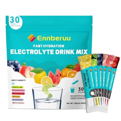 EnnbeRuu Electrolytes Powder Packets, 30 Sticks Fast Hydration, Sugar Free Electrolyte Drink Mix, Travel Electrolyte Packets for Rapid Hydration, 6 Flavors - Image 1