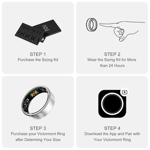 Victormont Vic Ring, Ultra-Light Titanium Smart Ring, 7-Day Battery Life, Fitness/Sleep/Stress Tracker for Women & Men, No APP Subscription Fees, IP68 Waterproof, iOS & Android Compatible (Silver, 9) - Thumbnail 2