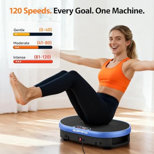 Vibration Plate Exercise Machine for Lymphatic Drainage & Weight Loss, Shake Plate with Resistance Bands, 120 Speed Levels, Remote Control, Full Body Workout, Compact Home Gym Equipment - Thumbnail 4