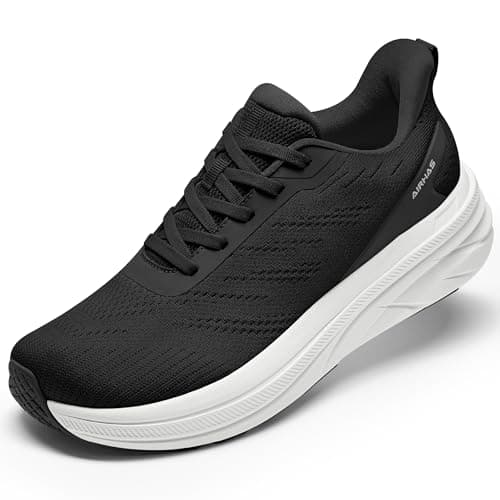 Womens Easy On Walking Shoes Lace Up Comfortable Tennis Shoes with Roomy Toe Box for Women Breathable Running Sneakers (Black/White, 10.0) - Image 1