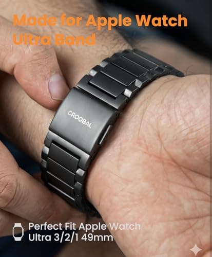 GROOBAL Titanium Band for Apple Watch Ultra 3/2/1 49mm & Series 11/10 46mm, Grade 5 Titanium Apple Watch Ultra Band for Men with Magnetic Clasp, Anti-Scratch Ultra 3 Band, Men Valentine's Gifts, Black - Thumbnail 5