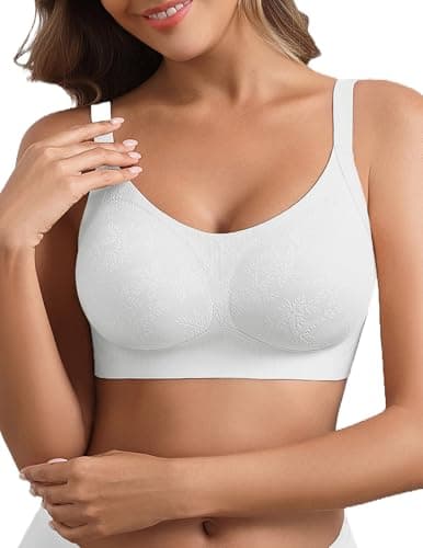 Avidlove Women's Seamless Bras Wireless Pushup Bra No Wire Full Coverage Bra Comfort Everyday Tshirt Bra White M - Image 1