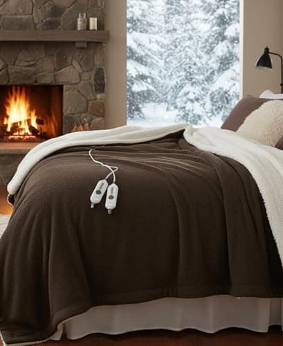 GarveeHome Heated Blanket Queen Size, Electric Blanket Dual Control Soft Double Sherpa with 4 Heating Levels & 10H Auto Off, Over-Heat Protection, Machine Washable, ETL Certification, Brown 84"x90" - Image 1