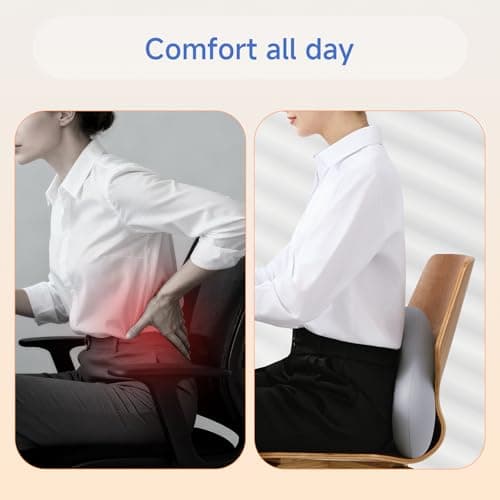 drembloo Lumbar Support Pillow for Office Chair, Extra Dense Memory Form Pillow Lumbar Pillow for Car, Back Support Pillow for Recliner Chair, Chair Back Support for Lower Back Pain Relief - Thumbnail 2