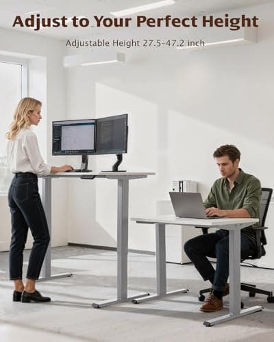 TOPSKY Dual Motor Electric Standing Desk Frame, Height Adjustable Sit Stand Base for Home Office, Fits Table Tops up to 70.8 x 31.5 Inch, 225 lb Capacity (Grey, Without Stand) - Thumbnail 4