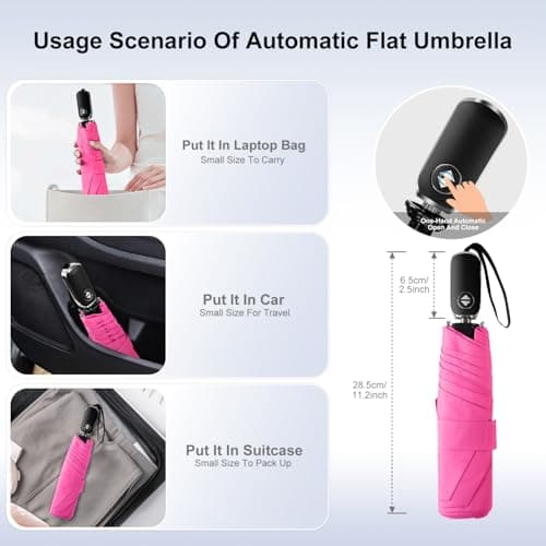 Compact Mini Umbrella Automatic - Folding Travel Umbrella, Micro & Mini Design for Women Purse or Pocket, Auto Open Close - Thumbnail 2