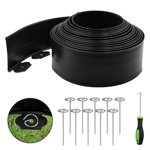 Landscape Edging Kit LOLEDE–– 66FT Flexible Paver Edging, 4" Tall Lawn Border with 60 Rust-Resistant Stakes – Ideal for Flower Beds, Lawns, Driveways, and Gardens - Image 1