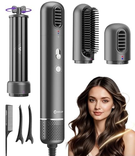 3 in 1 Hot Hair Air Styler Wrap Set, Dual‑Direction Air Curler Fast Drying Hair Dryer Brush with 8M Negative Ions All‑in‑One Styling Tool for Curling, Straightening & Volumizing Home Travel Salon