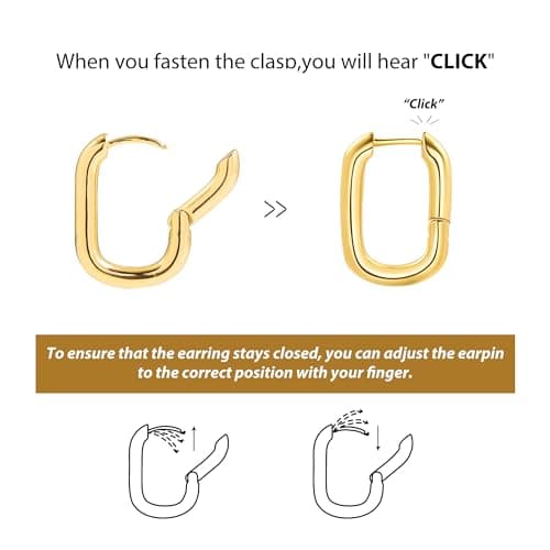 Sloong 14k Gold Plated Chunky Link Chain Square Hoop Earrings Paperclip Link Chain Jewelry Drop Dangle Earrings set for women - Thumbnail 2