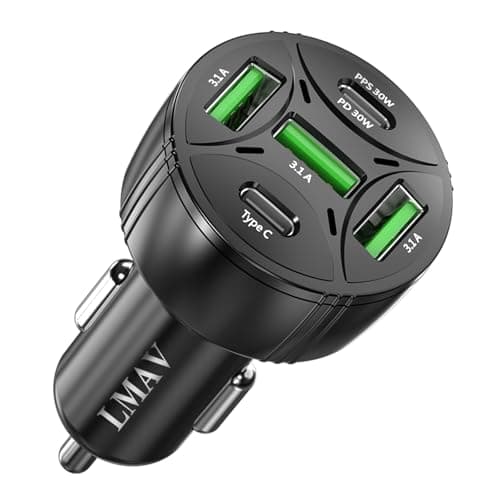 USB C Car Charger Adapter, 5 Ports 75W PD 3.0 Car Phone Charger Fast Charging Compatible with iPhone 16/15/14/13 Pro Max Series, iPad Pro, Galaxy S24/S23/S22/Note 20, Android, Pixel. - Image 1