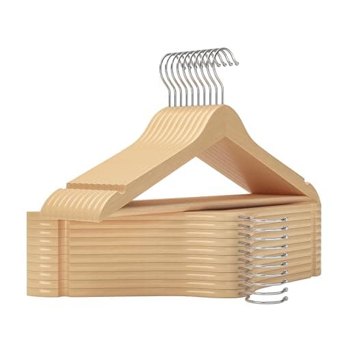 StorageWorks Clothes Hangers, Wooden Hangers 20 Pack for Closet, Wood Hangers for Coats, Shirts, Jackets, Pants, Suits, Natural Wood Color - Image 1