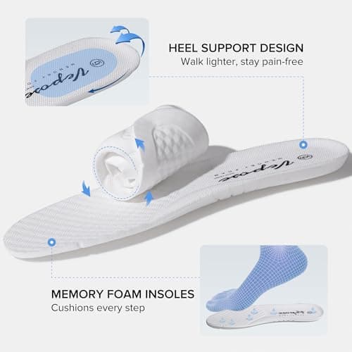 Vepose Women's Fashion Walking Sneakers, Comfortable Tennis Lace up Slip On 8012A Shoes, Size 8.5M US(CJY8012A White 08.5) - Thumbnail 4