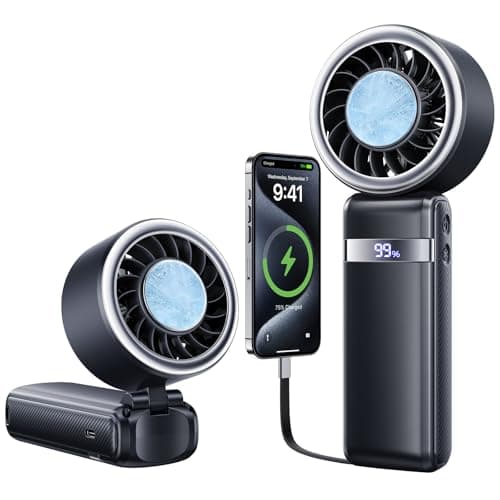 【2026 Upgrade】12000mAh Ice Cube Portable Handheld Fan with 12W Fast Charging Personal Fan 25H Working Time 100 Speeds Turbo Fan Cooling Fan 3-in-1 Desk Fan Rechargeable for Travel,Camping(Black) - Image 1