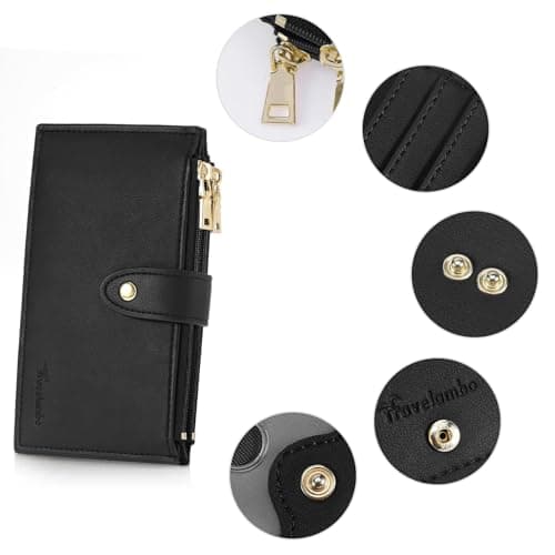 Travelambo Leather Wallets for Women Slim RFID Blocking Bifold Credit Card Holder Wallet - Thumbnail 4