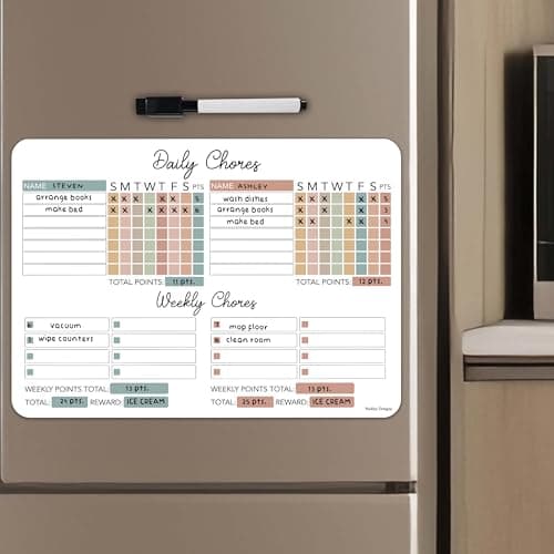 Magnetic Chore Chart for Kids Multiple Kids – Dry Erase Chores Chart for Teens. Adults, Boho Pastel Responsibility Chore Board for Family - Image 1