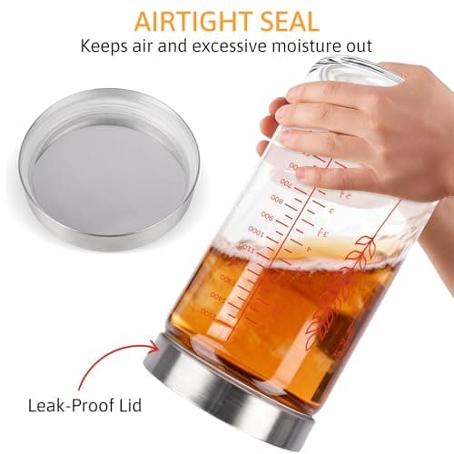 57oz Sourdough Starter Jars, Extra Large Glass Jar & Complete Baking Kit for Perfect Sourdough Bread, Sour Dough Starter Jars Includes Fermentation Cover & Aluminum Airtight Lid (Red Set of 2) - Thumbnail 5