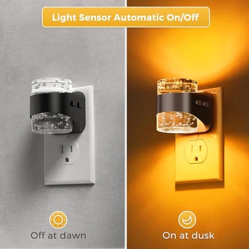 L LOHAS LED Night Light, Bubble Night Lights Plug into Wall, 2 Pack Night Lights with Dusk-to-Dawn Sensor,Dimmable Amber Pulg in Nightlights for Rooms Bathroom Hallway - Thumbnail 2