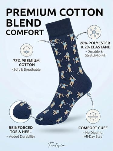 feetopia Socks with Frustrated Golfer Design, Ideal Golf Gift, 1 Pair Per Pack, Size 8-13 - Thumbnail 4