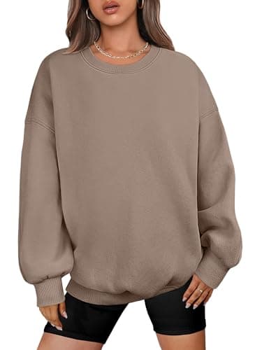 ANRABESS Oversized Sweatshirt for Women Crewneck Y2K Hoodies Fleece Casual Comfy Pullover Top Fall Outfits Clothes 2025 A1019 light brown X-Large - Image 1