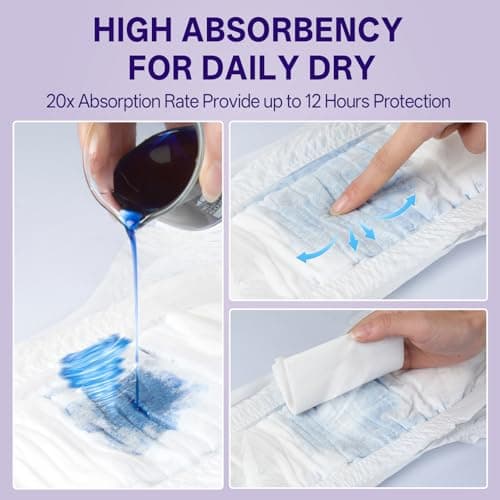 POMPOM LIFE Individually Wrapped Disposable Incontinence Underwear for Women | Maximum Absorbency Adult Diapers | Soft & Breathable Briefs, Disposable Postpartum Underwear for Women Travel - Thumbnail 6