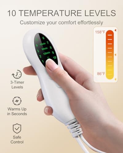 Electric Heating Pad for Period Cramps, LANVA Valentines & Birthday Gifts for Women Wife Mom, Heat Pad for Neck and Shoulders and Back Pain Relief, Machine Washable, ETL Certified, 12"x24", Red - Thumbnail 5