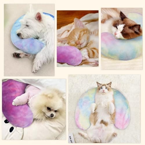 SyChien Dog Neck Pillow, Dog Cat Calming Pillow Soft, Fluffy Cozy Pet Body Pillow,Anxiety Relief Pillow for Joint Relief Sleeping Improve - Thumbnail 4