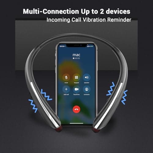 Gardway Neckband Bluetooth Headphones, Bluetooth 5.4 Wireless Headphone with Retractable Earbud,16Hrs Playtime, IPX5 Sweatproof, Around The Neck Headphones Stereo Headset (Black) - Thumbnail 5