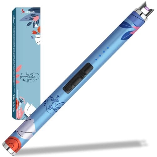 SUPRUS Candle Arc USB Type C Lighter Electric Lighter with Upgraded LED Battery Display Safety Switch Rechargeable Flameless Plasma Windproof Portable for Mother‘s Day (Blue) - Image 1