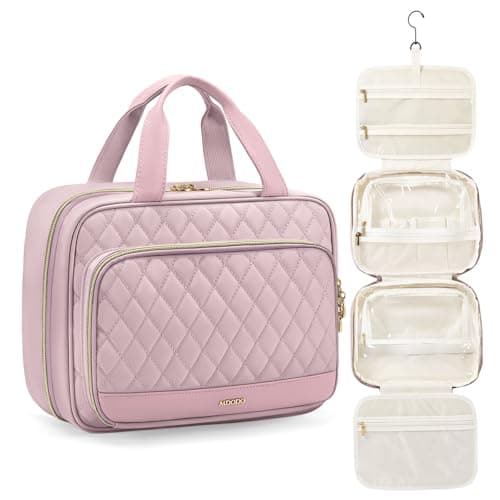 MDODO Travel Toiletry Makeup Bag for Women Hanging Toiletry Bag Cosmetic Organizer Make up Bags for Women Travel Essentials (Pinkish Purple) - Image 1