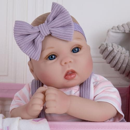 Milidool Lifelike Reborn Baby Dolls Girl-18 inch Realistic Newborn Baby Dolls, Soft Cloth Weighted Body with Feeding Toy, Gift for Kids Ages 3+ - Thumbnail 2