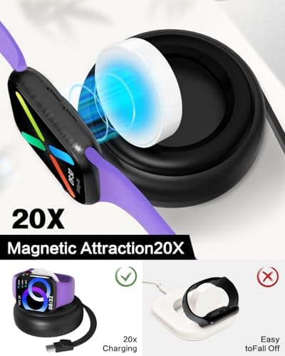 Jasput for Apple Watch Magnetic Charging Dock, Retractable USB C Cable, Fast Charging Smart Magnetic Apple Watch Charger, for iWatch Ultra Series 10/Se/9/8/7/6/5/4/3/2/1 - Thumbnail 2
