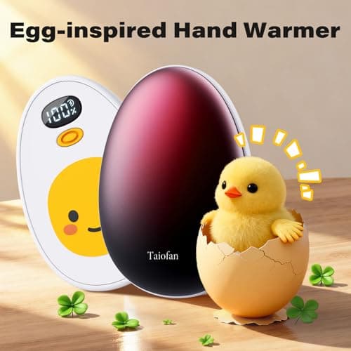Taiofan Hand Warmers Rechargeable, 2 Pack Cute Egg Design, LED Display, 4 Levels Fast Heating Magnetic Electric Hand Warmers, Portable Pocket Heater Gifts for Women Men Outdoor Camping Hunting Golf - Thumbnail 2