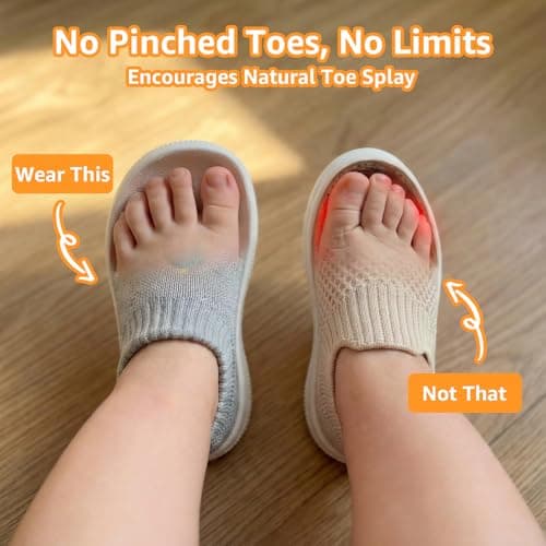 STQ KIDS Baby Boy Slippers Non Slip Babies Sock Shoes for First Walking with Soft Sole Wide Toe Box Toddler Boys Barefoot Sneakers for Prewalker Indoor Outdoor Grey Rocket Infant Size 4 (9-12 Months) - Thumbnail 4