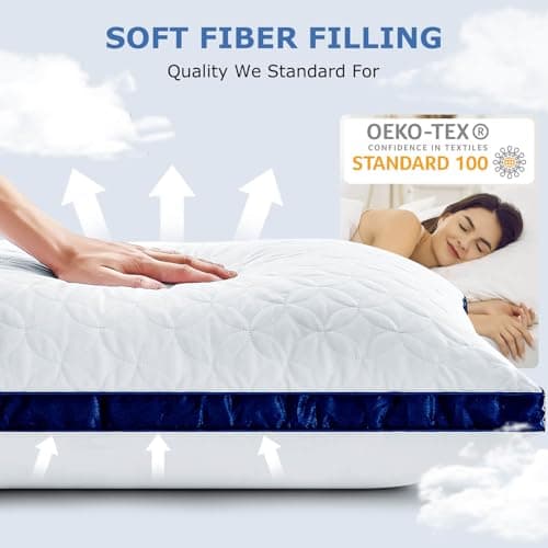 Slybear Pillows Standard Size Set of 2, Cooling Bed Pillow Hotel Quality Pillows 2 Pack for Back, Stomach or Side Sleeper, Fluffy Pillow with Down Alternative for Bed Sleeping, Machine Washable - Thumbnail 3