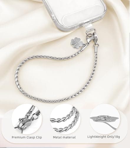 ROCONTRIP Metal Phone Lanyard with Gold Chain Detachable Phone Chain Wristlet with 2 Tether Tabs Universal iPhone Wrist Strap Premium Metal Buckles,Non-Rust,Unbreak iPhone Wristlet For Travel Shopping - Thumbnail 3