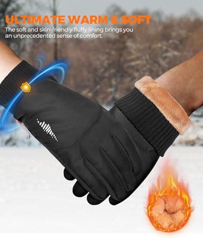 rivmount Winter Gloves made with 3 M Insulation/Waterproof/Touchscreen for Women Men, Thermal Warm Gloves for Cold Weather Outdoor, Running, Cycling, Ski, Snow, Daily, Hiking, Black Size XL - Thumbnail 2