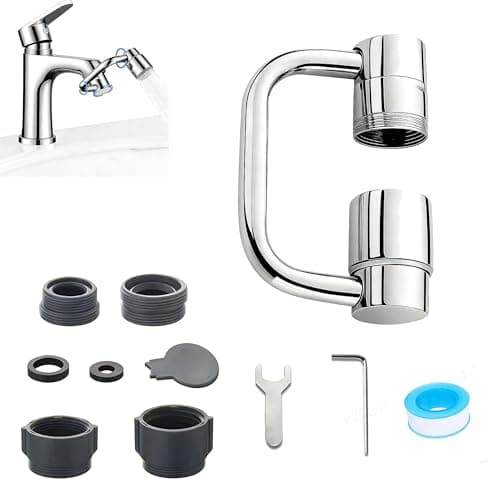 Faucet Extender for Bathroom Sink, Dual Modes Bubble Stream & High Pressure Spray, 1440° Rotation 4 Connector Foldable Design, Fits Most Faucets for Kitchen Bathroom Sink, Splash Proof Water Saving - Image 1