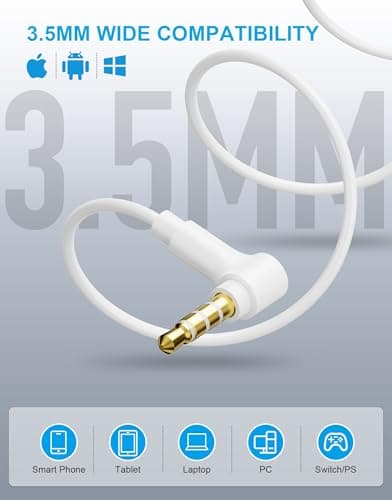 [2 Pack] for Apple Wired Earbuds, 3.5mm Headphones with Microphone 90 Degree Design Clear Call HiFi Stereo Volume Control Earphones for PC Laptop Radio Kindle - Thumbnail 4