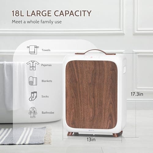 Keenray Towel Warmer Bucket, Luxury Rectangle Towel Warmer for Bathroom with Timer & Delay, Customized Fragrance, Child Lock, Fits 2 Large Towels, Blankets, Bathrobes, Ideal Gift for Him & Her(Brown) - Thumbnail 6