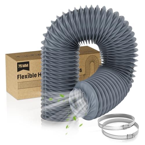 HG Power 3 Inch Duct Hose, 3" X 8FT Flexible Nylon Duct, Diesel Heater Hose Air Ducting with 2 Clamps for HVAC Ventilation (Grey) - Image 1