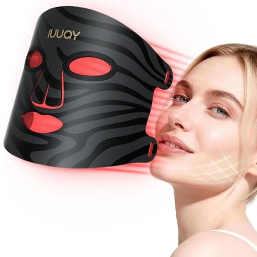 IUUQY 4-Color Red Light Therapy for Face, 400 LED Red Light Therapy Mas with Timing Function, Portable Led Face Mask Light Therapy for Home & Travel