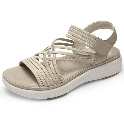 Vilanva Women's Comfortable Walking Sandals (Light Khaki Size 7) - Image 1