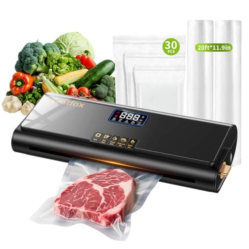 Updated Patented Food Preserver Vacuum Sealer Fully Automatic Heat Sealer Machine, Multi-Functional Food sealer Machine Food Bag Sealer with 20ft Bags 30 Vacuum Bags - Image 1