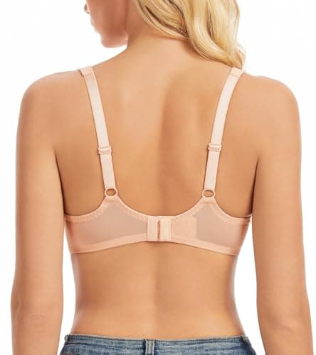 Oscrenia Balconette Bra for Women Demi Balcony Bras Underwire Push Up Half Cup(Beige Plain,36D) - Thumbnail 2