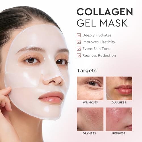Elvira Bio-Collagen Real Deep Mask, Overnight Hydrating Face Mask with Hyaluronic Acid, Korean Skincare Face Mask for Moisturizing and Firming, Face Masks Sheet for All Skin Types, 4 Pack - Thumbnail 6