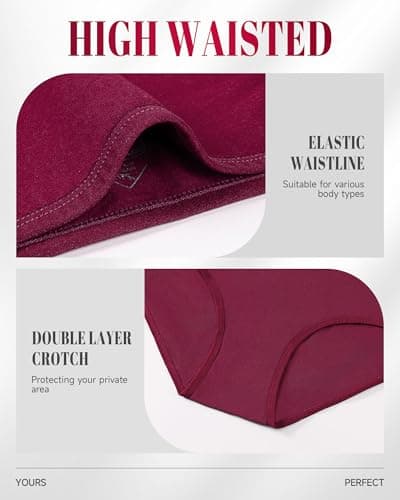 RUIXUE Women's Underwear High Waisted Ladies Cotton Panties Breathable Stretch Full Coverage Postpartum Brief 5Pack - Thumbnail 6