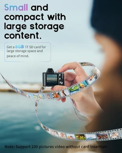 Mini Digital Camera, 1080P Portable Camera for Photography with 8GB SD Card, Key Card Clip Chain for Teenagers, Adult Beginners - Thumbnail 4